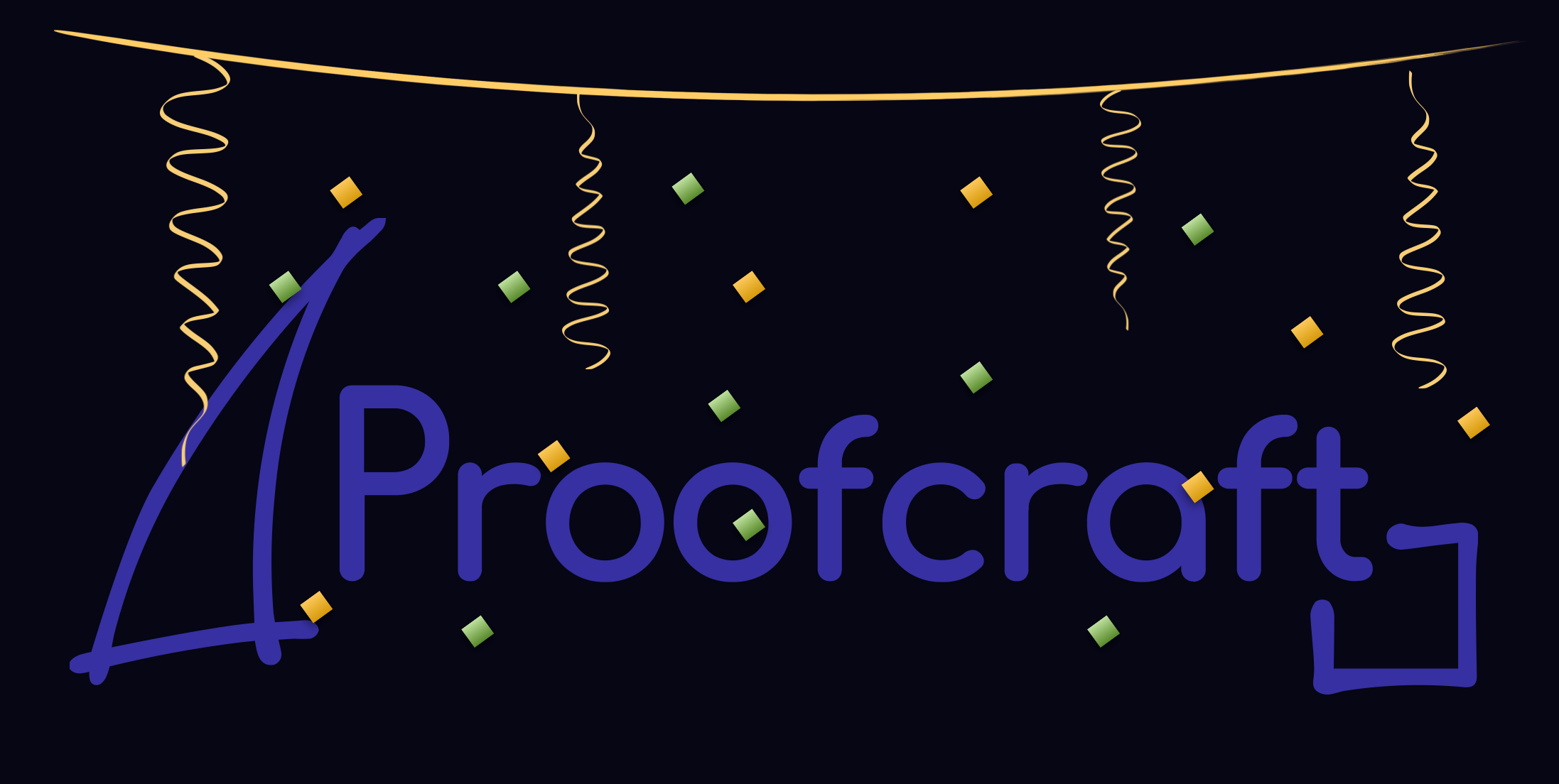 Proofcraft logo with confettis